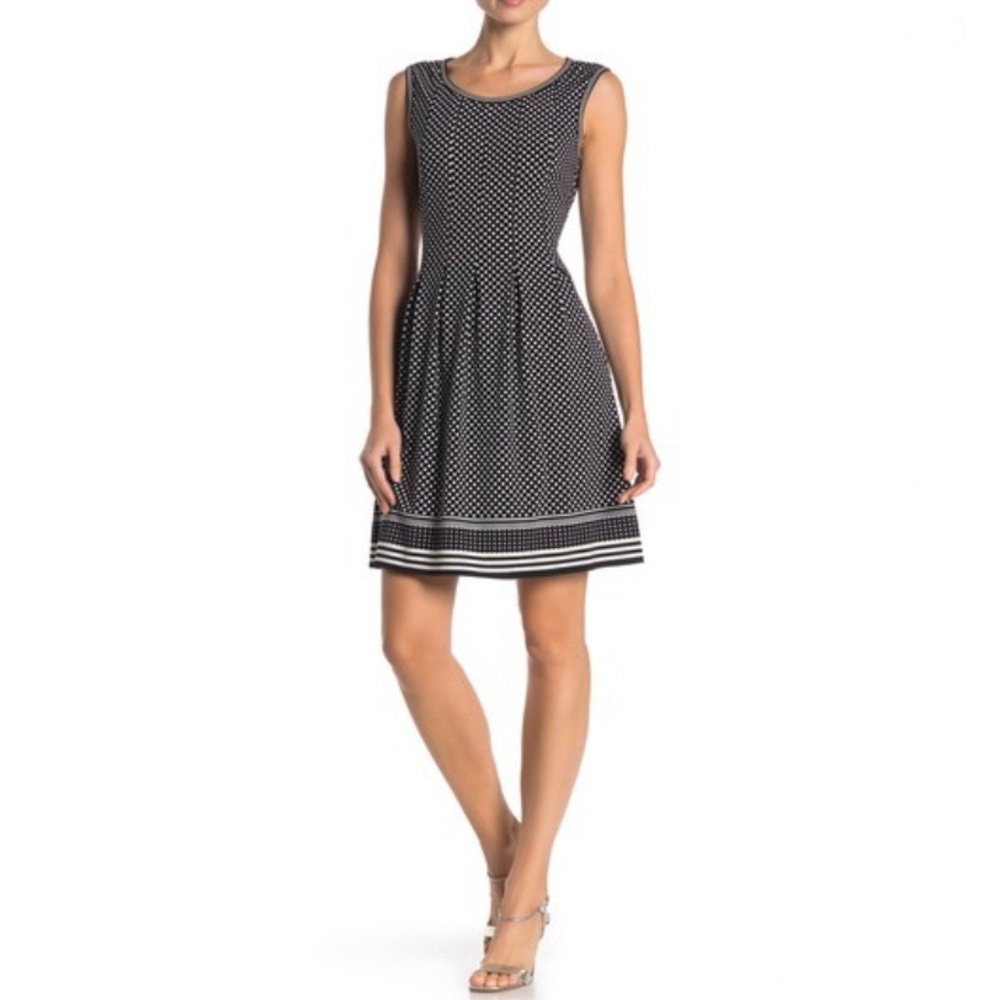 Max Studio Black and White Print Midi Dress